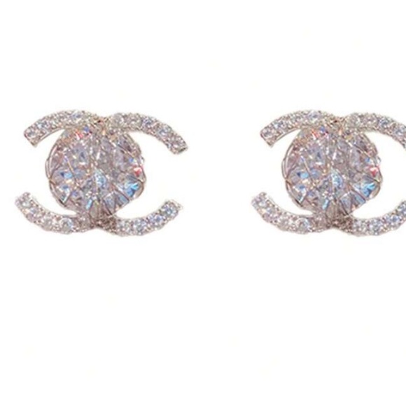 Elegant Silver Crystal Stud Earrings - Picture 4 of 6